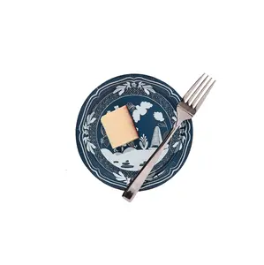 Mini Hors D'oeuvre Navy and Sky Blue Pavilion Beachside Paper Plate - 8 pack