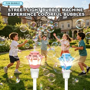 Automatic Bubble Machine for Kids, Adjustable Height, Rechargeable, LED Light Up, Portable Electric Bubble Blower, 90ML Bubble Solution Included