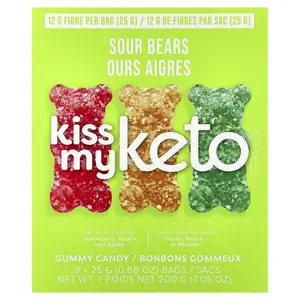 Kiss My Keto Gummy Candy, Sour Bears, 8 Bags, 0.88 oz (25 g)