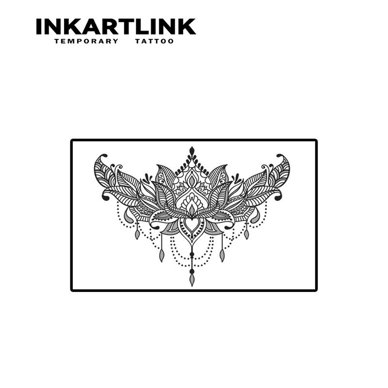 INKARTLINK Tattoo Tech, 2 Sheets Semi-Permanent Temporary Tattoos,Lotus Flower , Adult Art Design,Lasts 1-2 Weeks, Waterproof, Realistic Look, No Adhesive, No Reflection,For Man And Woman,Ideal for Swimming, Party