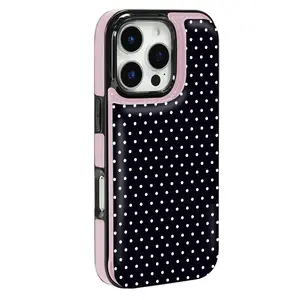 iPhone 12/13/14/15/16/17 TPU Phone Case, Small Dot Design Protector with Card Slot for Bank/Transportation Cards, Multi-Purpose Phone Accessories