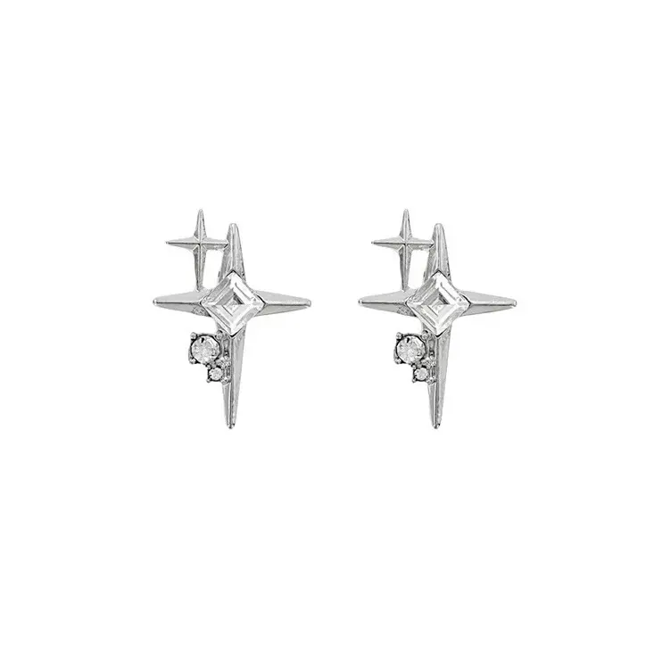 CZ Cubic Zirconia Star Stud Earrings for Men Women