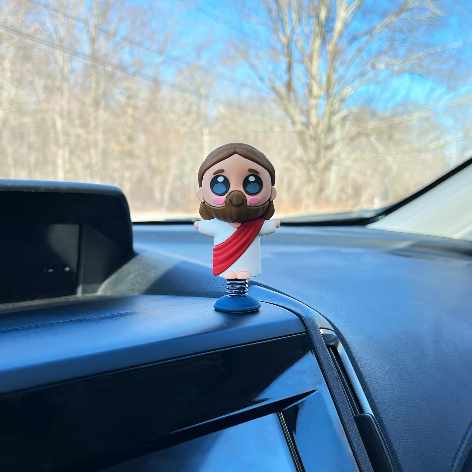 Jesus Dashboard Dancer – Fun Bobblehead of Christ with Open Arms – Religious Car Accessory with Sticky Pad – Cute and Unique Gift for Believers, Christian Drivers & Faithful Friends Jesus Dashboard Dancer – Fun Bobblehead of Christ with Open Arms – Religious Car Accessory with Sticky Pad – Cute and Unique Gift for Believers, Christian Drivers & Faithful Friends