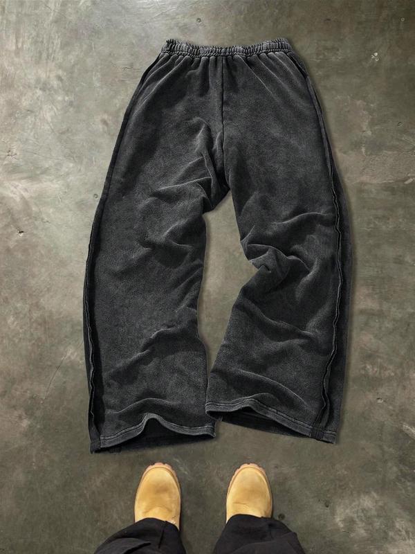 Unisex Gothic Street Style Wide Leg Pants, Dark Angel Cross Graphic Casual Long Pants, Pure Cotton Fitted Bottoms for All Seasons