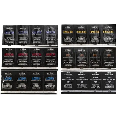 24-Piece Sample Grooming Kit with Beard Oil, Butter, Wash & Conditioner (Try 6 Premium Scents)