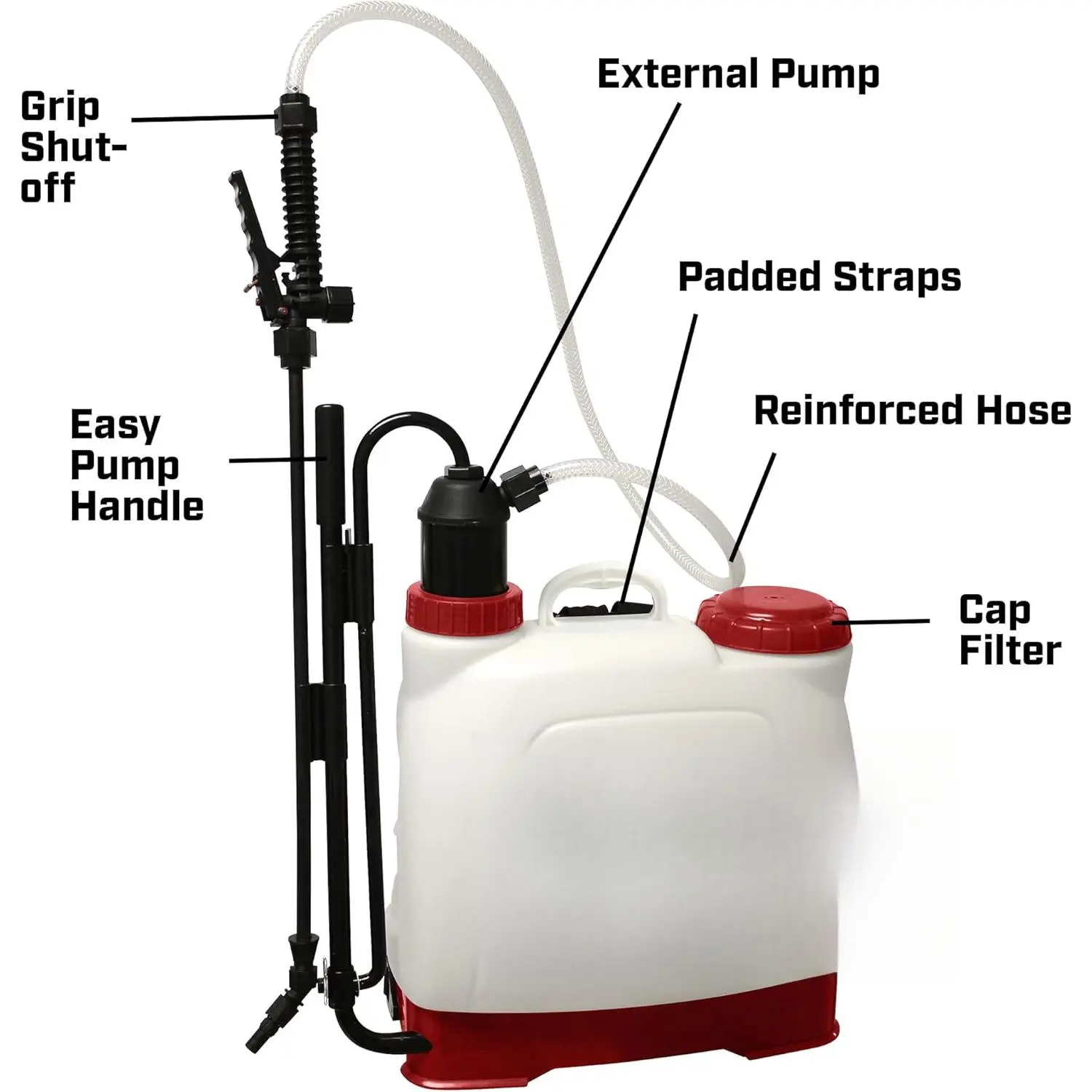 WrenchWizard 4 Gallon Made in USA Euro Style Backpack Sprayer with Poly Fan/Tapered Nozzle, Cushion Grip Closed, Padded Adjustable Strap, 2-Stage Filter System, 