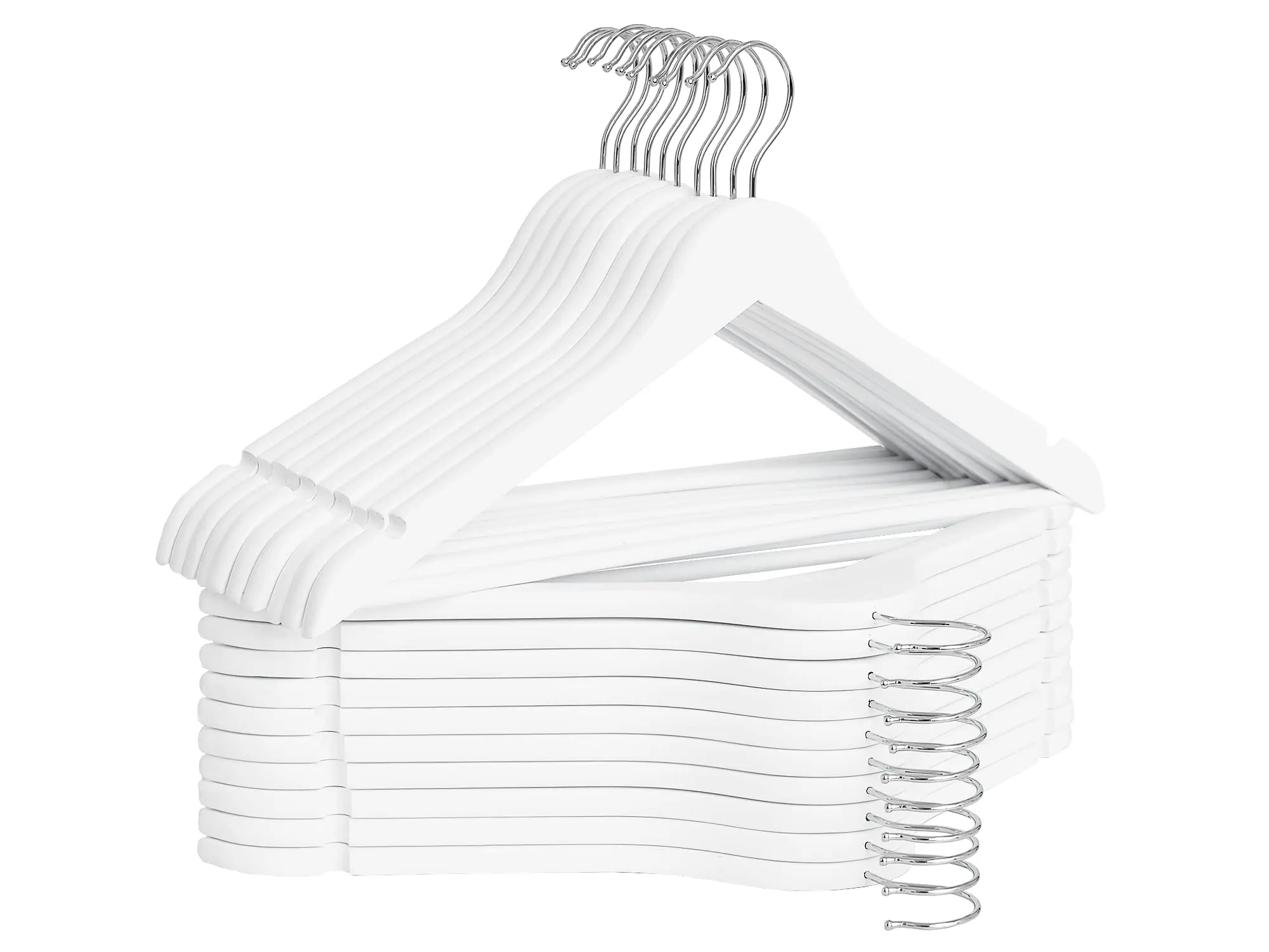 White Wooden Hangers 20 Pack, Heavy Duty Wood Hangers for Closet, Clothes Hangers for Coats, Bridesmaid Suits, Wedding Dress Hanging