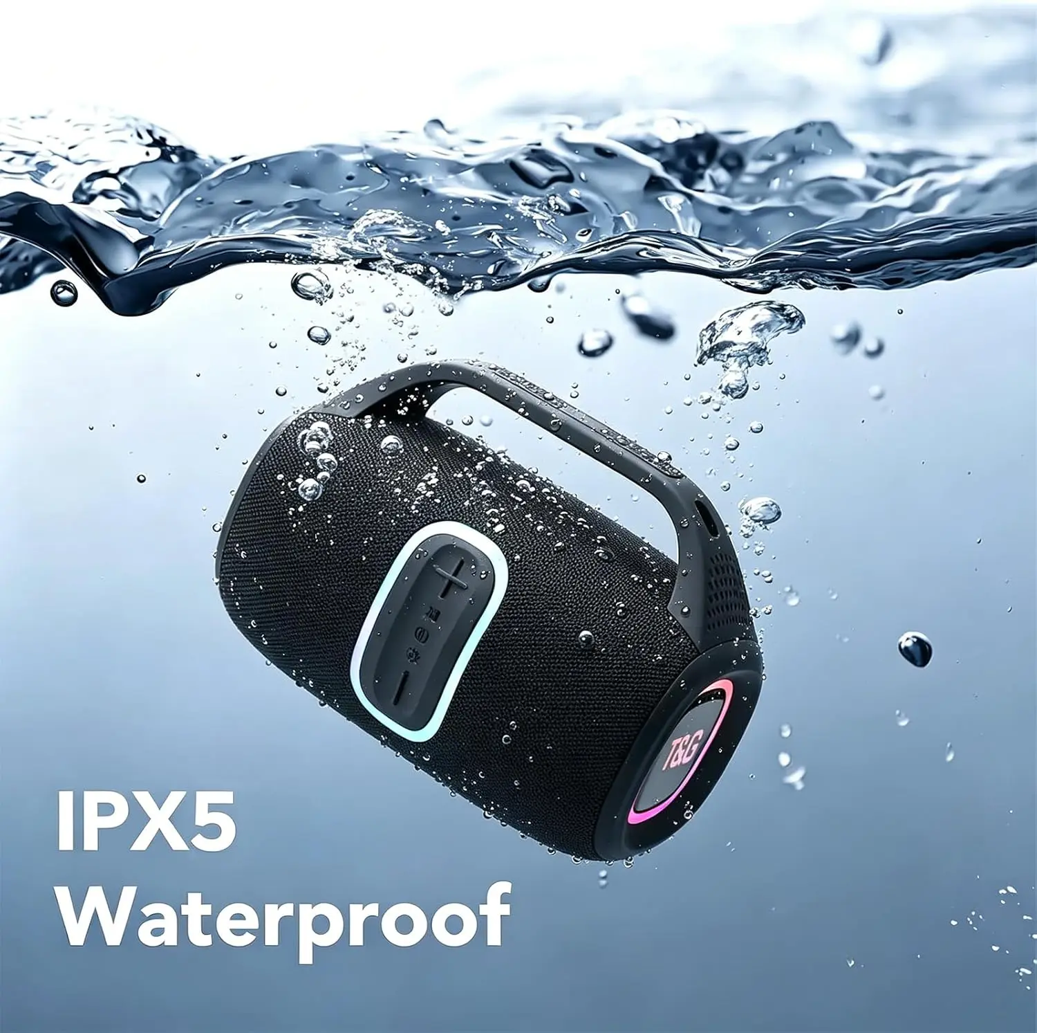 TG674 Ourdoor Speaker Bluetooth Wireless, 60W Max Loud Portable Speaker with Bass, 20H Playtime, IPX6 Waterproof Speakers with RGB Lights, Gift for Adults Men Teen Boys
