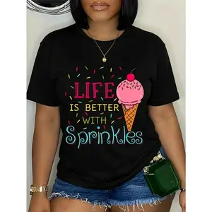 100% Cotton Unisex Life is Better with Sprinkles Sweet Ice Cream Lover T-Shirt