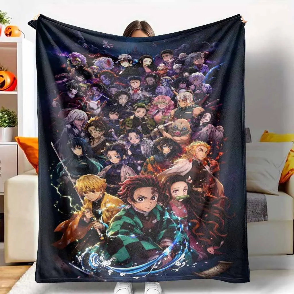 Anime Characters Flannel Blanket Japanese Manga All Over Print Super Soft Cozy Lightweight Warmth Breathable Durable Throw For Bedroom Living Room Couch Travel Camping Holiday Gift Office Nap Or Home Decor