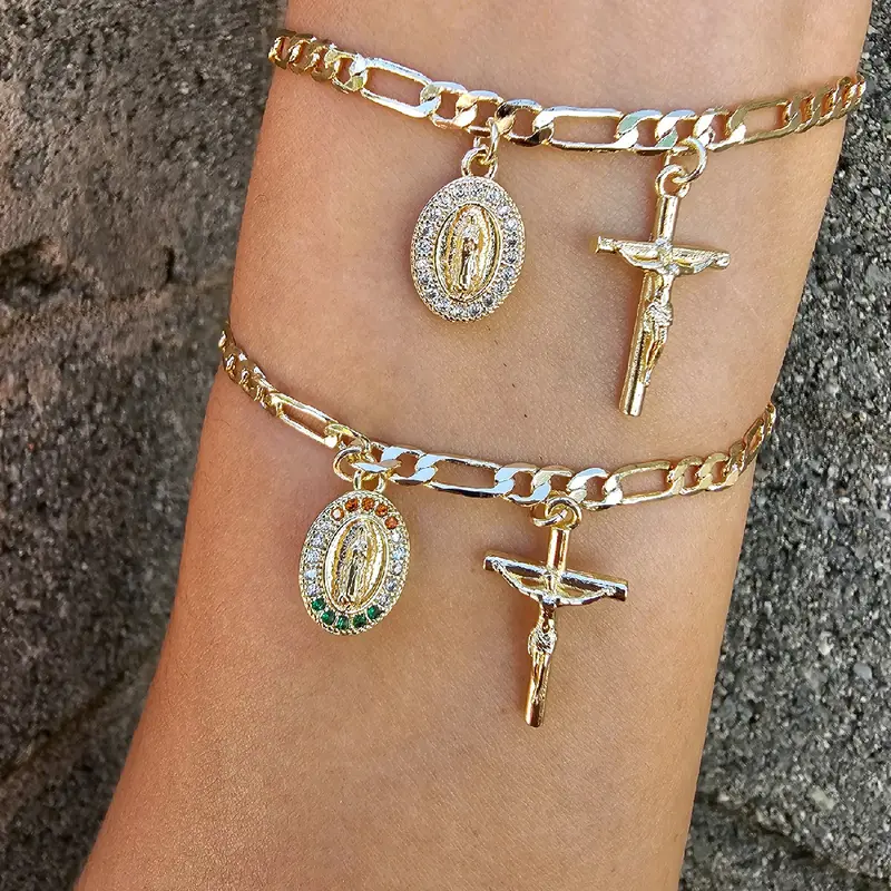 virgencita charm figaro  bracelet gold-plated