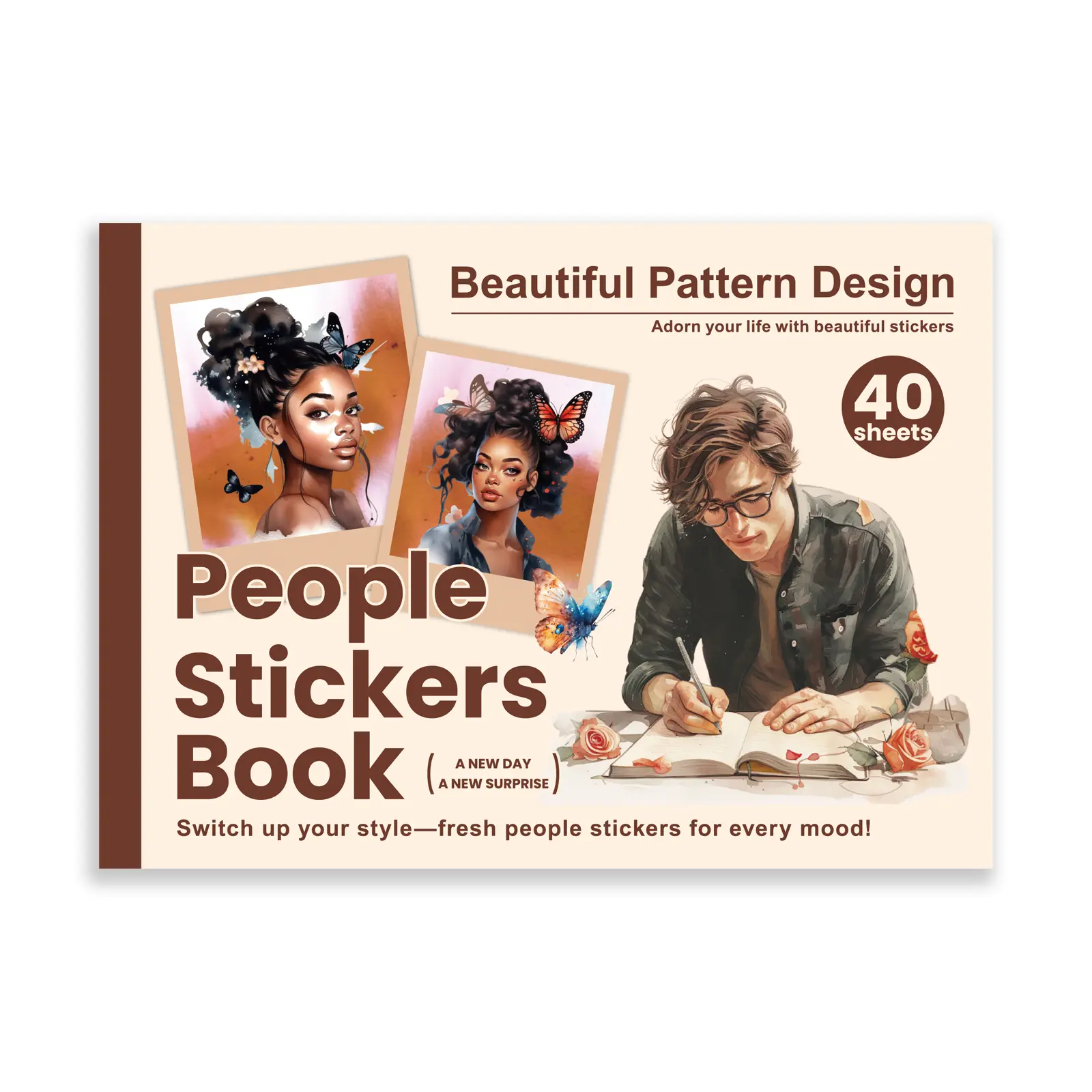 PRSTINCOL Transparent Waterproof Adhesive Vinyl Sticker Book - 40 Sheets, 289 Pcs Vintage Aesthetic Decorative Die-Cut Adhesive Vinyl Decals for Journaling, Scrapbooking, Adhesive Vinyl Decal, Decorative Stickers
