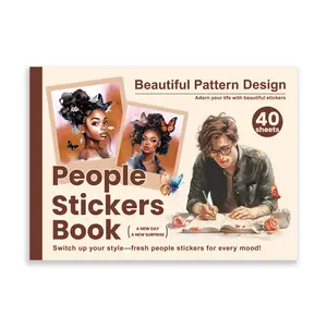 People Stickers Book 40 Sheets 289 Pcs Transparent Fashion Waterproof Vinyl Aesthetic for Journal Scrapbooking DIY Decoration Holiday Christmas Gift