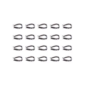 304 Stainless Steel M3 Wire Rope Cable Thimbles Rigging, 20PCS, 3/32" - 1/8" Diameter