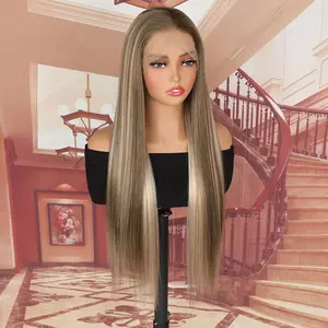 Lovestory Lester Highlight Color Synthetic Lace Front Wigs for Women Long Straight Ombre Color Heat Resistant High Quality Lace Front Wigs