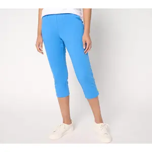 Belle by Kim Gravel Petite French Terry Pop of Neon Zip Capri Pants