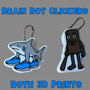 Italian Brain Rot Keyboard Clicker Keychain - Tung Tung Tung Sahur Italian Brainrot Meme Button Key Chain, Fun Portable Anxiety Stress Relief