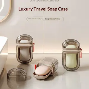 A Portable Soap Box with a Lid - a Leak-Proof Travel Soap Container, Compact Oval Soap Dispenser with Drainage Holes, Transparent Lid for Easy Identification, Lightweight And Hygienic, Suitable for Camping, Gym, Bathroom