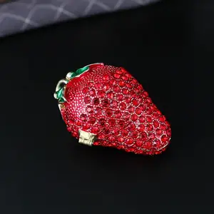Elegant Enamel Strawberry Jewelry Box, Handmade Zinc Alloy Diamond Design, Transform Boring Vanity, Trendy Vintage Luxury Collectible Gift