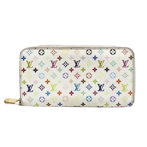 Pre-owned Louis Vuitton Leather Small Leather Goods Monogram Multicolor Zippy Wallet White Litchi JV00189 NO1