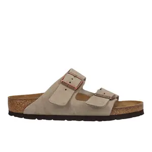 BIRKENSTOCK Mens Arizona Soft Footbed Suede Leather Casual Sandals Casual - Beige