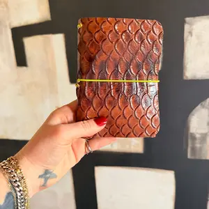 The Traveler - A6 Tri-Fold Embossed Snake Scales Leather Passport Holder | Journal