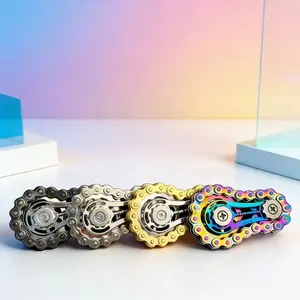 4-Piece Colorful Bicycle Finger Spinners, Anxiety Relieving Pocket Toy in Silver, Focus Tool for Office Father's Day Gifts