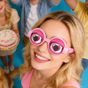 Funny Blinking Eyeball Glasses, Novelty Crazy Winking Eye Glasses for Adults Kids, Manual Pull String Kinetic Sunglasses, Photo Booth Stage Performance Costume Prop, Silly Eyewear for Holiday Parties & Pranks