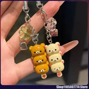 Kawaii Cute Bear Rilakkumas Pendent Ccd Hanging Rope Phone Charm Keychain Bag Decor Surprise Gift For Phone Strap Gifts