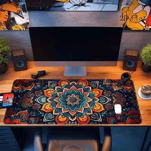 High Quality A Retro Bohemian-Style Mouse Pad Featuring A Vibrant Mandala Pattern Design, This Large Floral-Patterned Desk Is Perfect For Placing A Laptop And Keyboard. It'S An Excellent Gift For Friends, Durable And Non-Slip