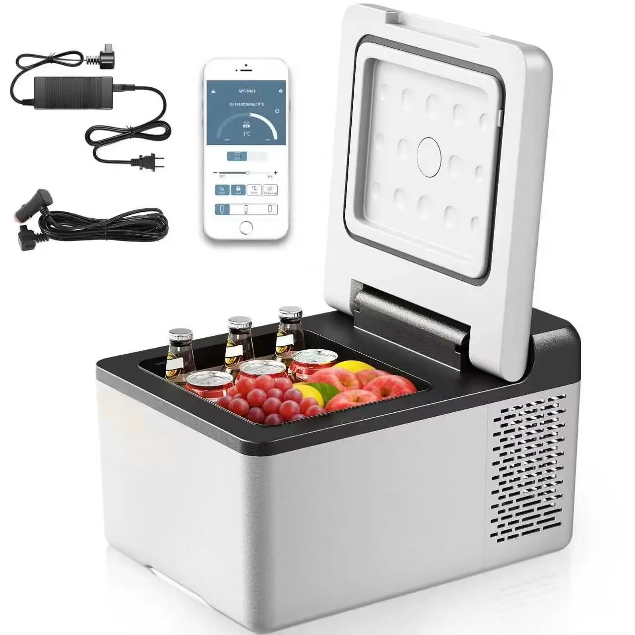 10 Qt 12V Car Fridge Mini Compressor Cooler with Digital Display Low Power Consumption 0.2kWh per Day for Road Trip Camping Outdoor Kitchen Van Life