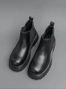 Men's Classic Thick Sole Rubber Chelsea Boots, Simple Fashion Versatile Short Booties, Stylish Casual Footwear for All Seasons
