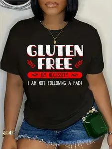 100% Cotton Gluten Free Nutritional Plan Celiac Disease Intolerance Gift T-Shirt Round Neck Short Sleeve T-Shirt Women's Men Graphic Tee