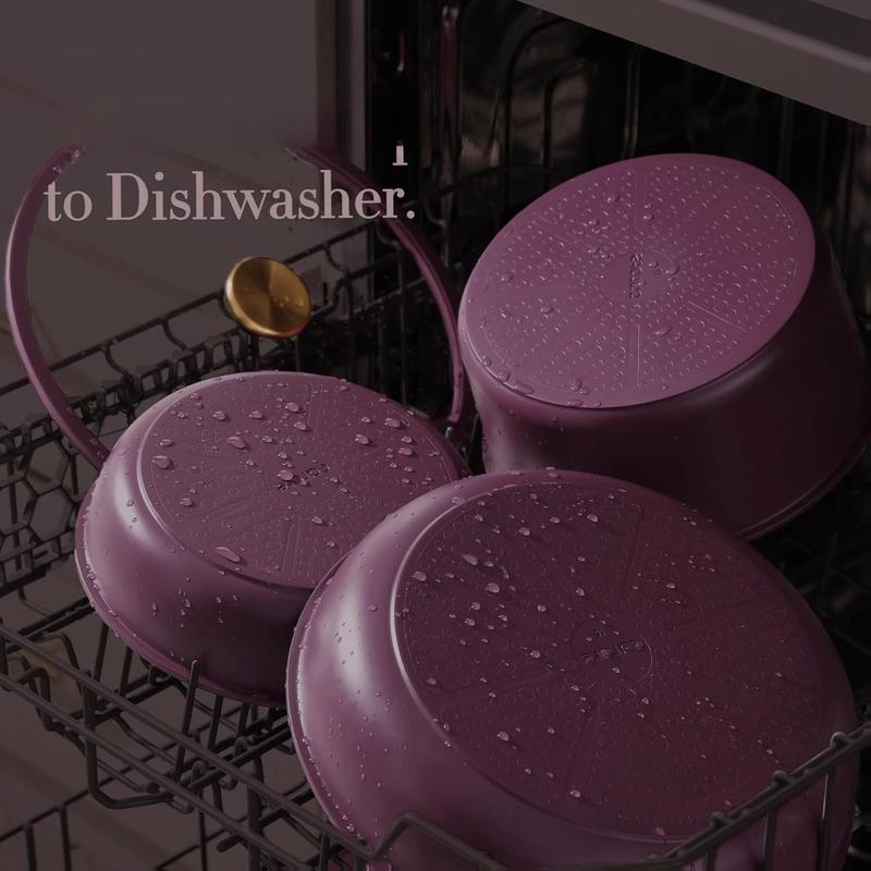 21pcs Pots and Pans Set, Nonstick Cookware Set Detachable Handle, Induction Kitchen Cookware Sets Non Stick with Removable Handle, RV Cookware Set, Gold and Purple