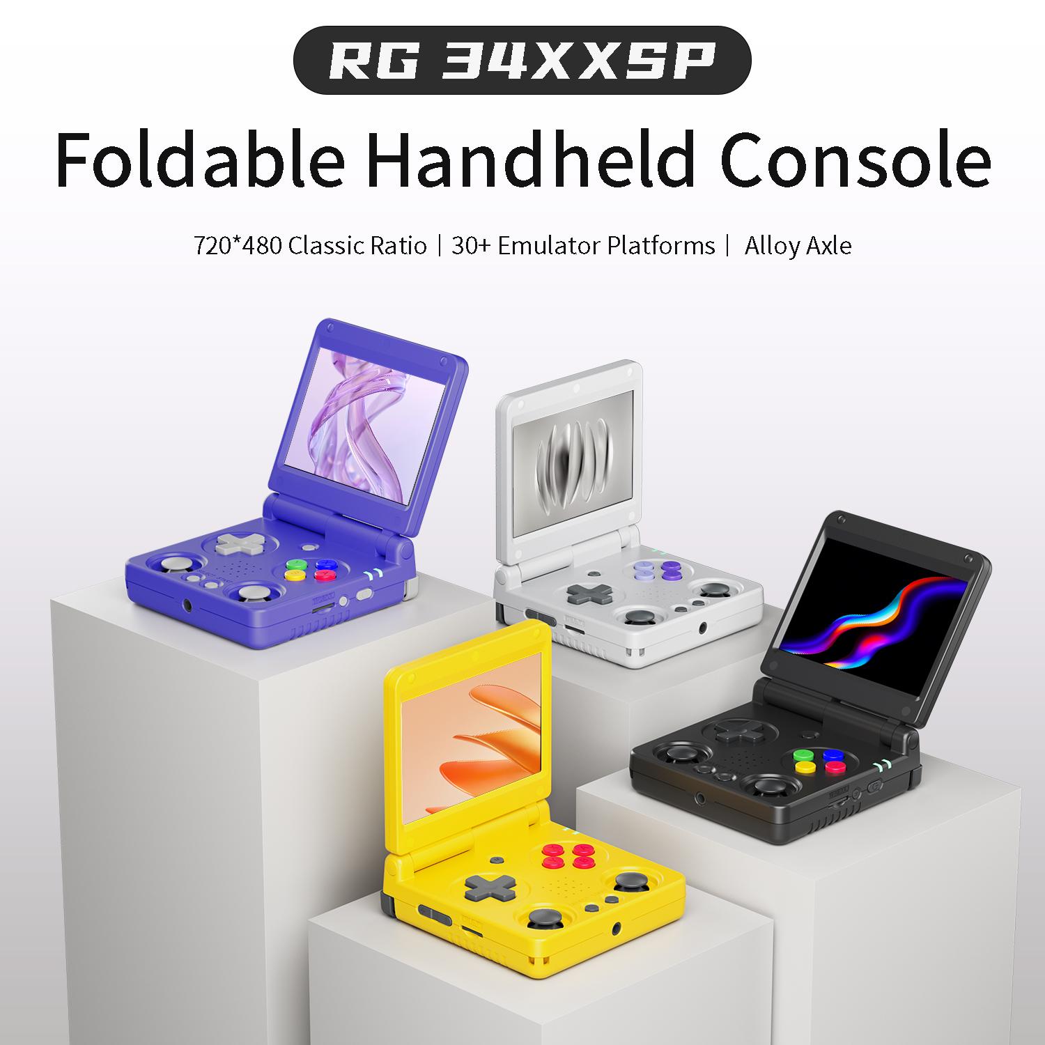 ANBERNIC RG34XXSP Retro Handheld Game Console 3.4" IPS Screen Flip Design  Linux System, Battery 3300mAh H700 Chip WiFi & HDMI Output, 64G TF Card With 4000+ Games, Back School Gifts