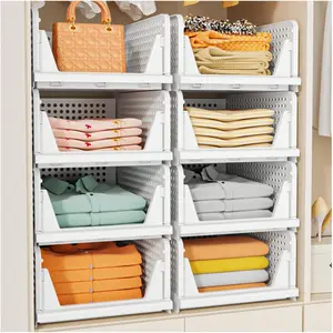 8-Pack Stackable Closet Storage Bins, Foldable & Space-Saving Organizer for Clothes, Toys, Kitchen, Bathroom, Laundry Room & Wardrobe – Multifunctional Home Storage Boxes with Easy Front Access