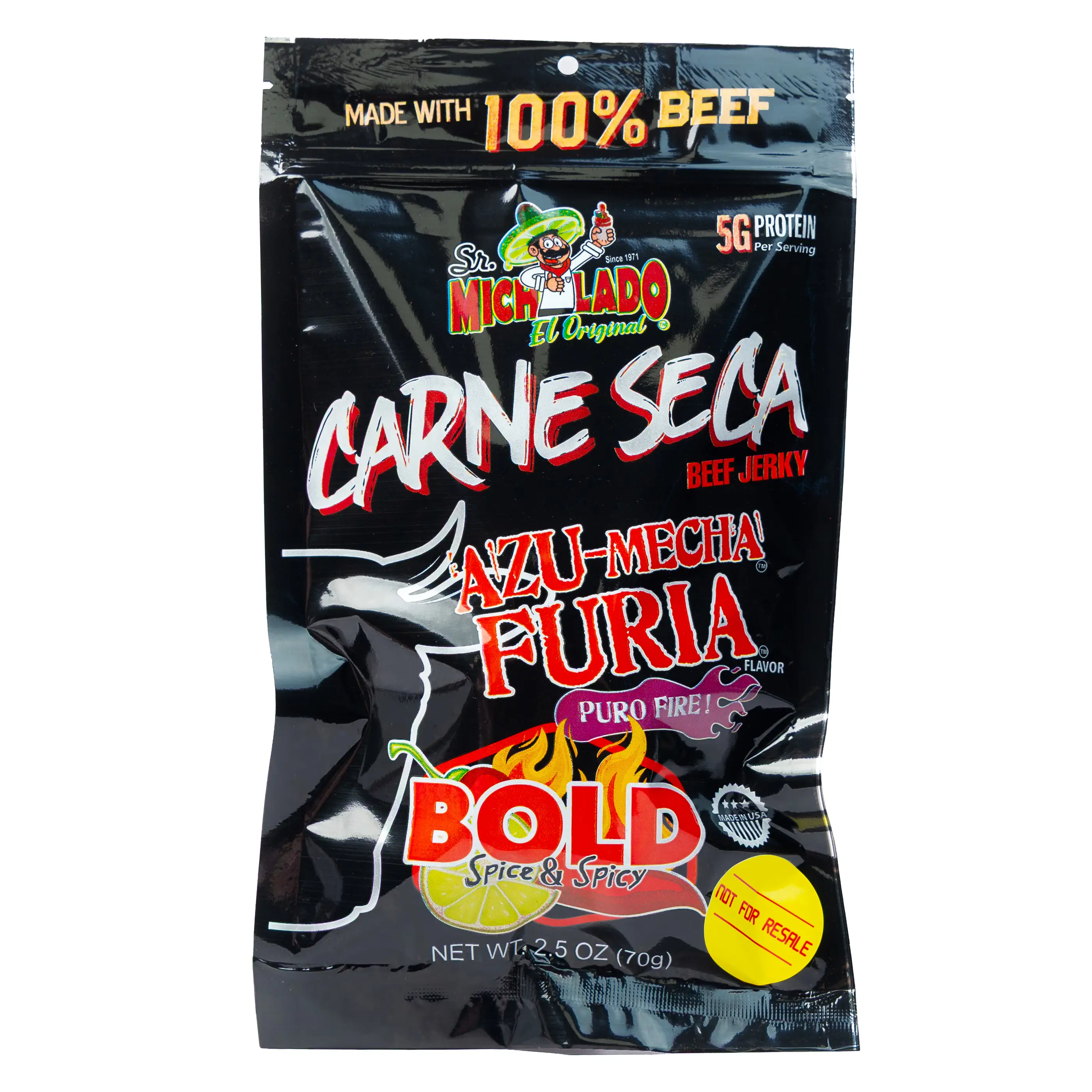 Sr. Michelado Carne Seca - Crunchy Beef Jerky - Azu Mecha Furia BOLD 2.5oz