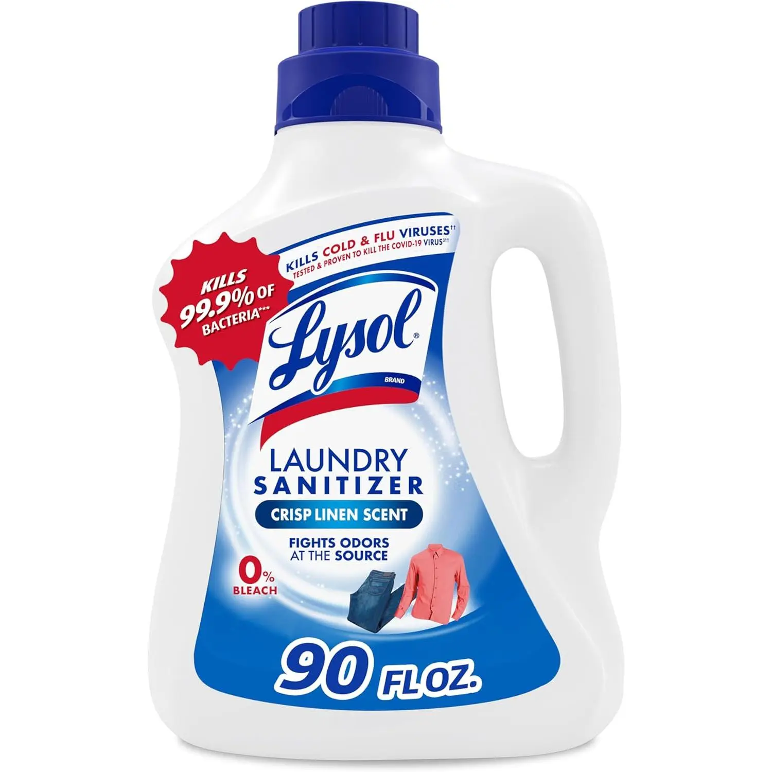 Lysol Laundry Sanitizer Additive, Bacteria-Causing Laundry Odor Eliminator, Detergent Additive, Crisp Linen, 90oz