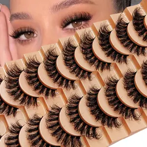 10 Pairs Russian Strip Eyelashes Thick Slender Fluffy False Eyelashes Daily Thick Eye End Lengthening Messy Lashes Cosmetic False Lashes