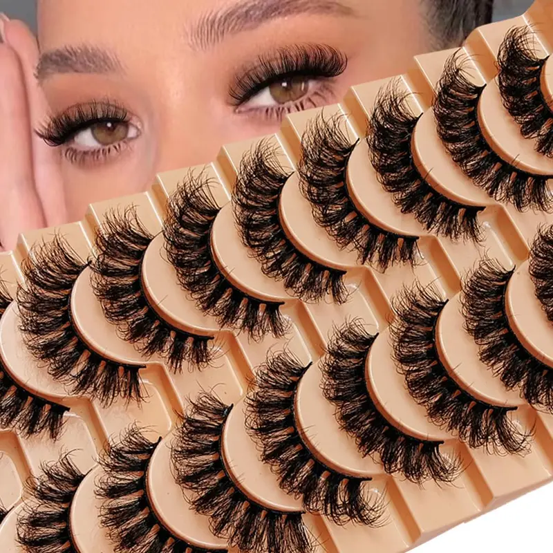 10 Pairs Russian Strip Eyelashes Thick Slender Fluffy False Eyelashes Daily Thick Eye End Lengthening Messy Lashes Cosmetic False Lashes
