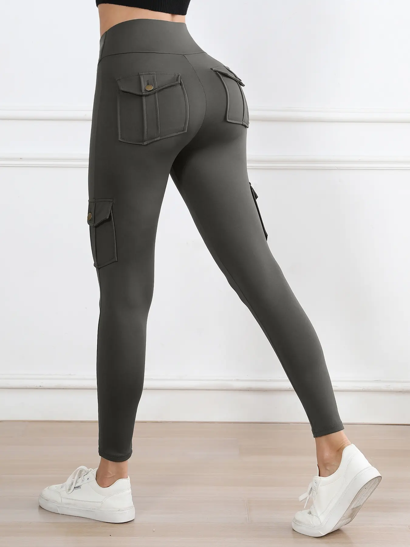 Women's High Waist Elastic Cargo Pants, Slim Fit Multi-Pocket Design, Fashion Casual Trousers for All Seasons, Comfortable & Stylish