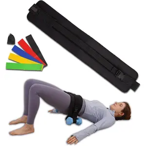 Hip Thrust Belt with 5 Resistance Bands Set – Slip-Resistant Padding for Glute Workouts, Adjustable Booty Belt for Dumbbells, Kettlebells, and Weight Plates, Home & Gym Glute Trainer (Black)