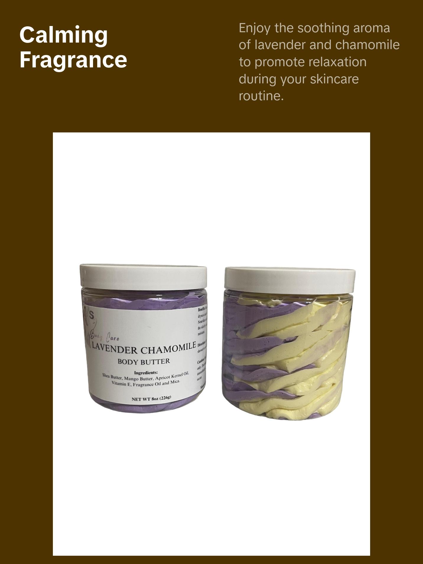 Lavender Chamomile Body Butter for Deep Hydration and Nourishment Body Care Lotions Apricot Blend