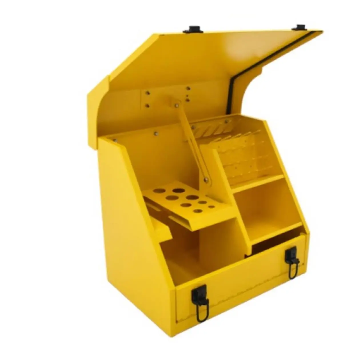 212 MAIN 15 in. Steel Toolbox, Durable Compact Yellow Metal Tool Organizer, Portable Storage for Outdoor Equipment & DIY Projects, Durable Metal Box