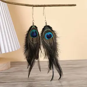 Bohemian Style: Multicolored Dyed Feather Earrings for Women and Girls