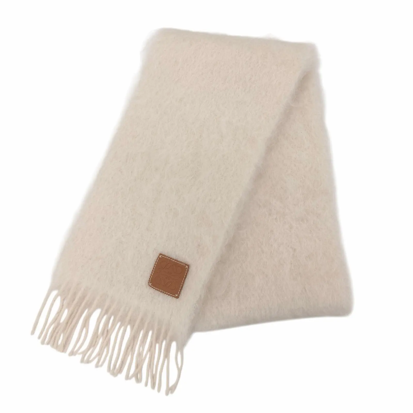 Pre-owned Loewe Wool Small Leather Goods Anagram Mohair Scarf