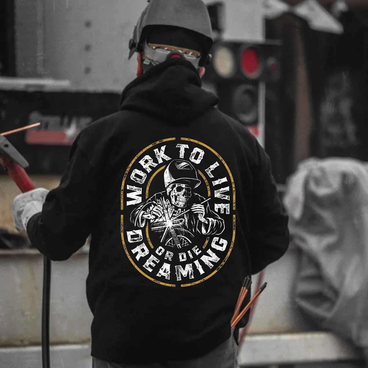 Work To Live Or Die Dreaming T-shirt/Sweatshirt/Hoodie, Hoodie For Working, Welder Hoodie, Trust The Puddle Hoodie, Blue Collar Gifts, Men's Gifts, Casual Menswear, For Men