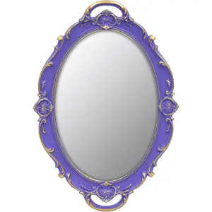 Small Mirror 14.5 x 10 Inch Oval Purple Wall Mirror