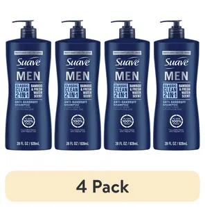 (4 Pack) Suave Men Anti-Dandruff 2-In-1 Shampoo & Conditioner, Classic Clean, 28 Oz Suave Brands Company LLC