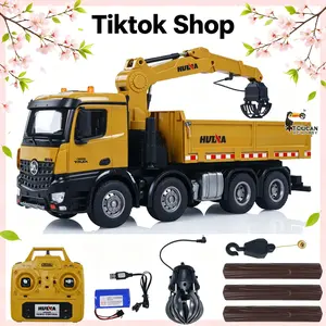 （Limited Stock）1/14 Scale HUINA 1538 RC Timber Grab Dumper Truck 24G Remote Control DIY Fun Machine Top Gift